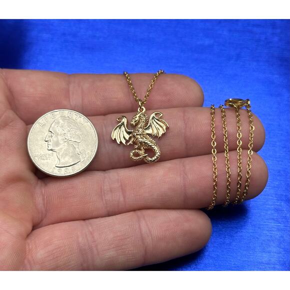 Bronze Dragon Pendant with Stainless Steel Chain - Picture 3 of 3